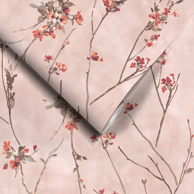 Blossom Burnt Orange and Blush Wallpaper