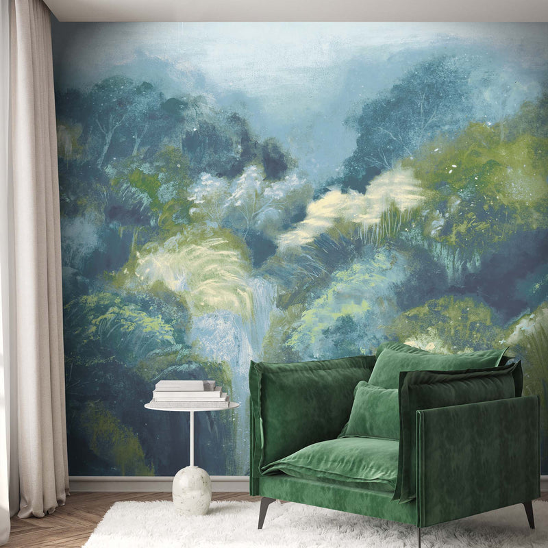 Pastoral Ink Blue Mural