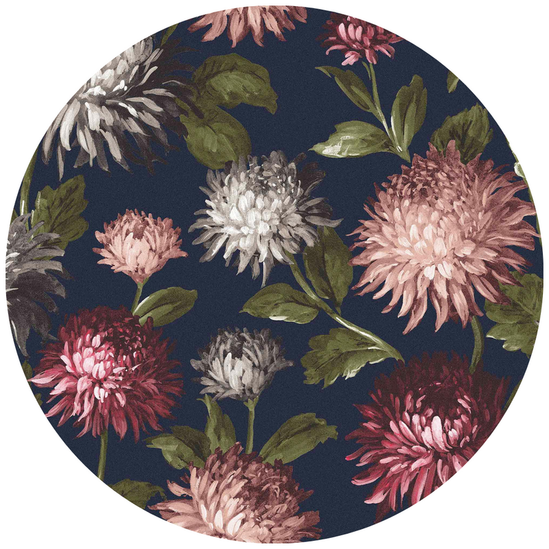 October Bloom Navy Velvet Fabric