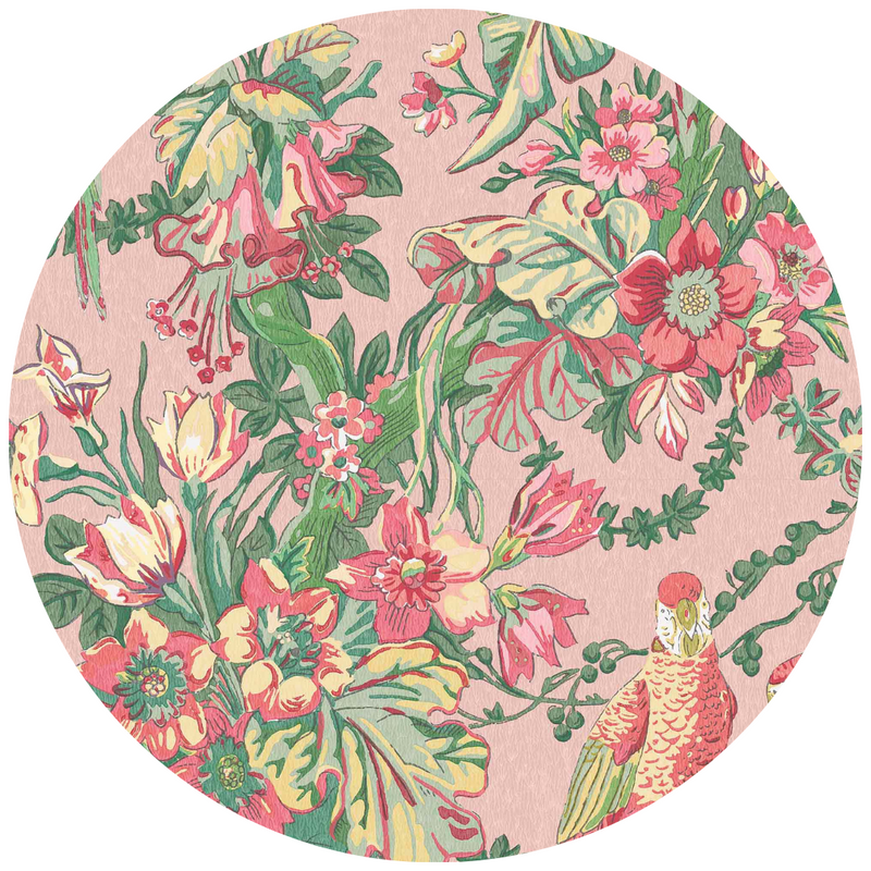 Parrot Talk Sunset Pink Velvet Fabric