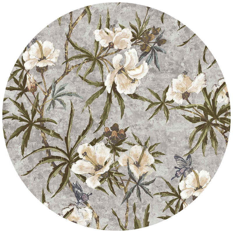 Zen Botanical Grey Velvet Fabric