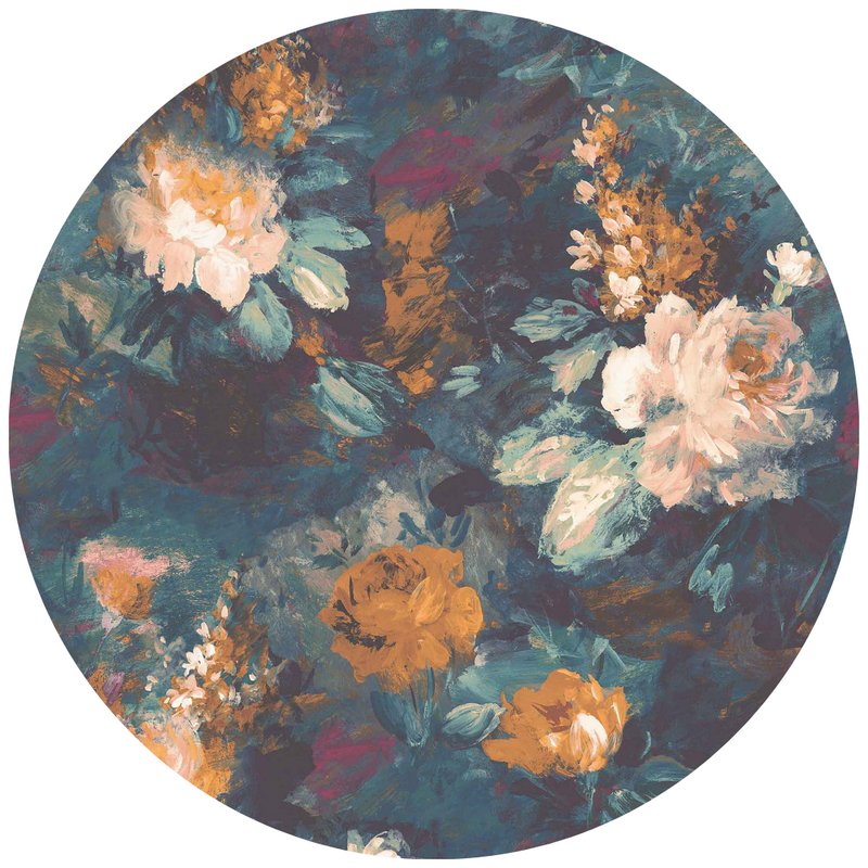 Ava Marika Teal/Orange Velvet Fabric