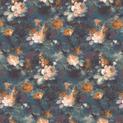 Ditsy Ava Marika Teal & Orange Wallpaper