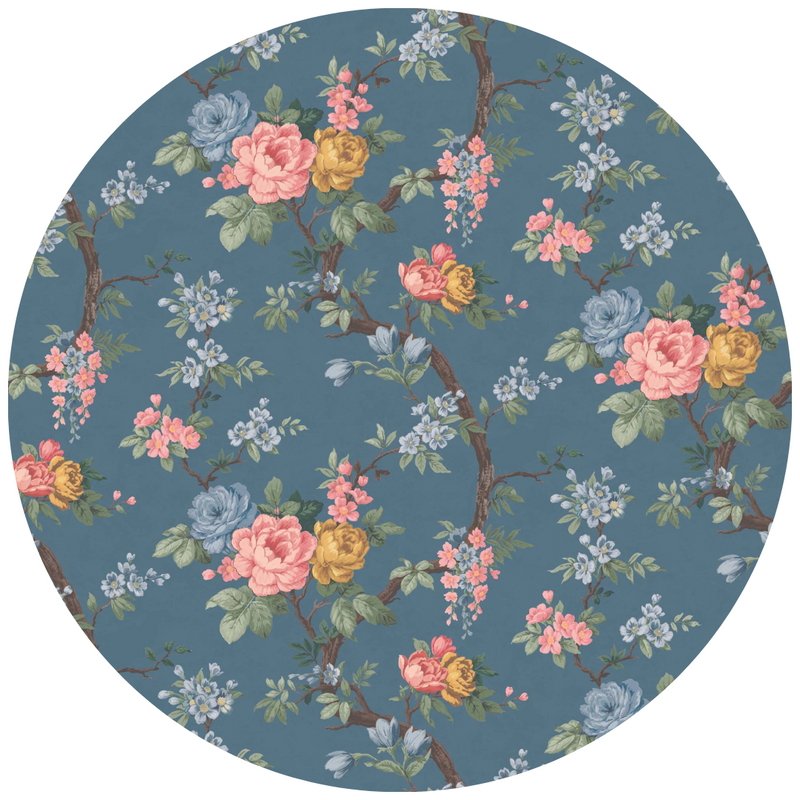 Ditsy Floral Ink Blue Velvet Fabric