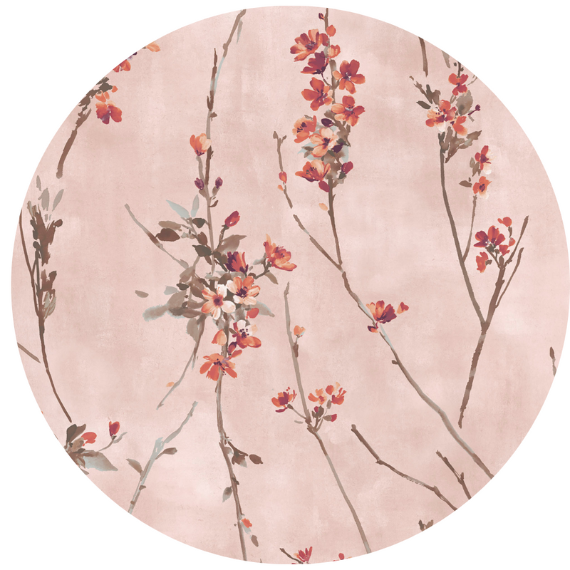 Blossom Burnt Orange and Blush Velvet Fabric