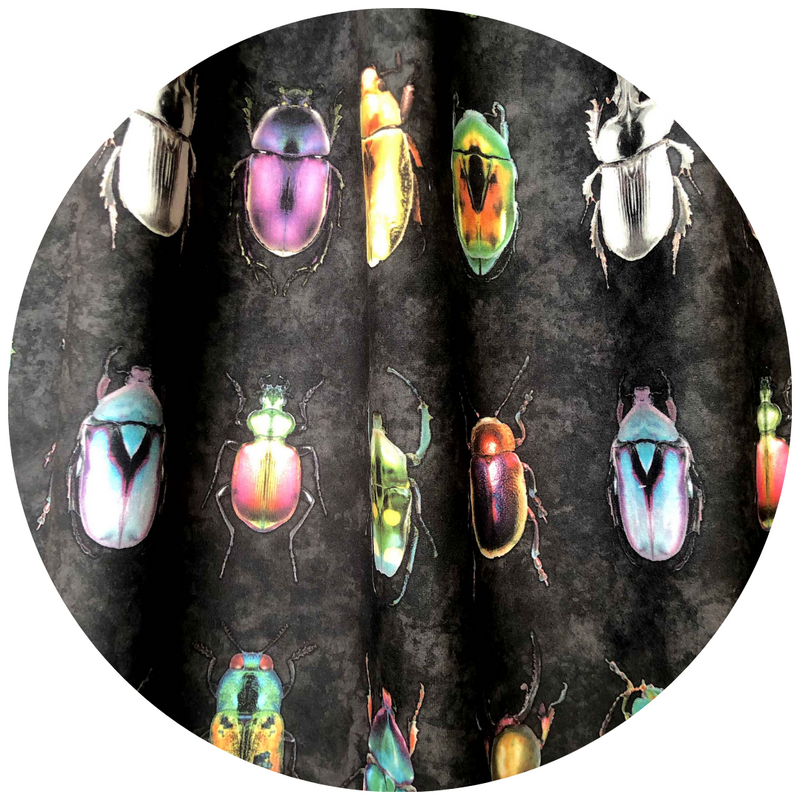 Beetle Jewels Multi Black Velvet Fabric