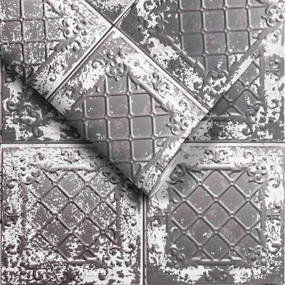 Tin Tile Charcoal Wallpaper