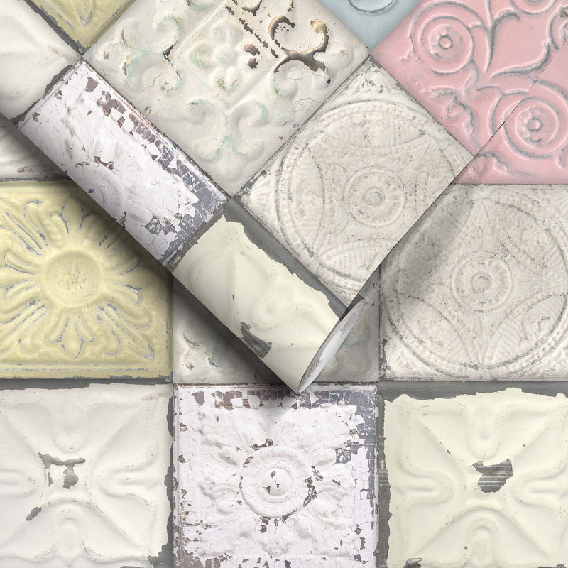 Pastel Tin Tile Wallpaper