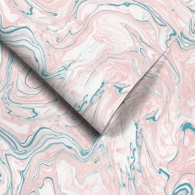 Flow Blush/Teal Wallpaper