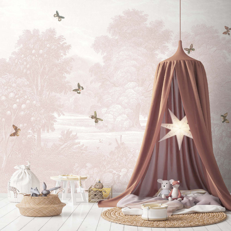 Land of Milk & Honey Butterflies Blush Pink Mural