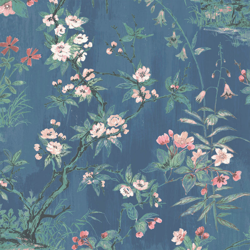 Rivington Marine Blue/Blush Wallpaper