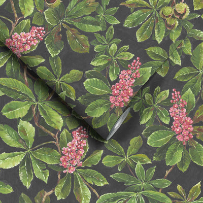 Horse Chestnut Pink/Green Wallpaper