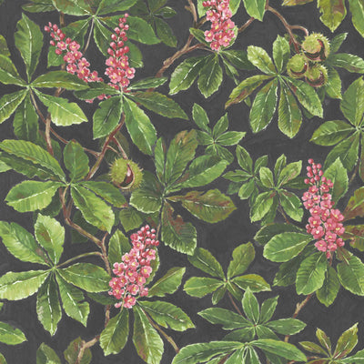 Horse Chestnut Pink/Green Wallpaper