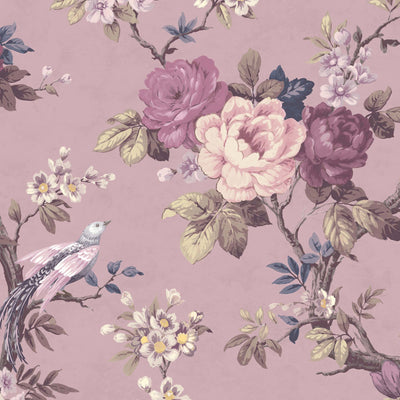 Dawn Chorus in Smokey Heather Wallpaper By Woodchip & Magnolia