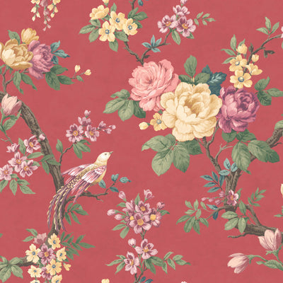 Dawn Chorus in Rouge Red Wallpaper By Woodchip & Magnolia