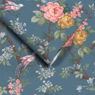 Dawn Chorus Ink Blue Wallpaper