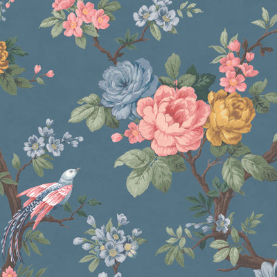 Dawn Chorus in Blue Ink Wallpaper By Woodchip & Magnolia