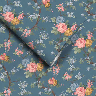 Ditsy Floral Ink Blue Wallpaper