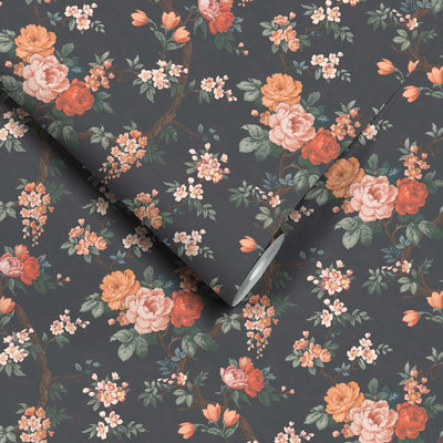 Ditsy Floral Noir Black Wallpaper