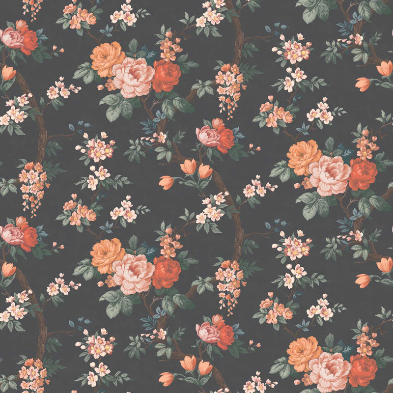 Ditsy Floral Noir Black Wallpaper