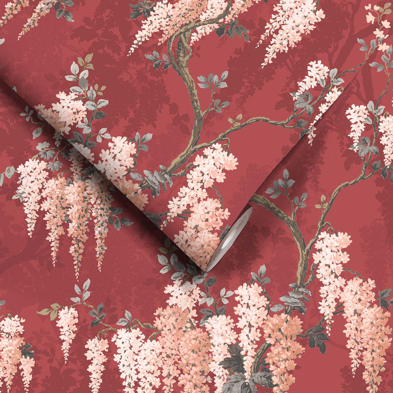 Wisteria Boudoir Berry Red Wallpaper