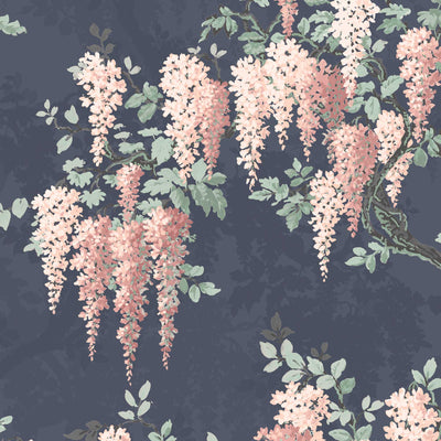 Wisteria in Midnight Mint Floral Wallpaper By Woodchip & Magnolia