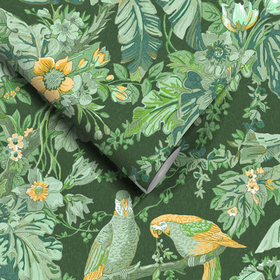 Parrot Talk Lush Green Wallpaper