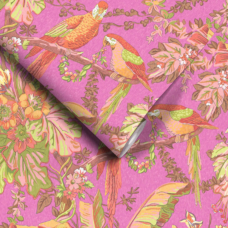 Parrot Talk Hot Pink Wallpaper