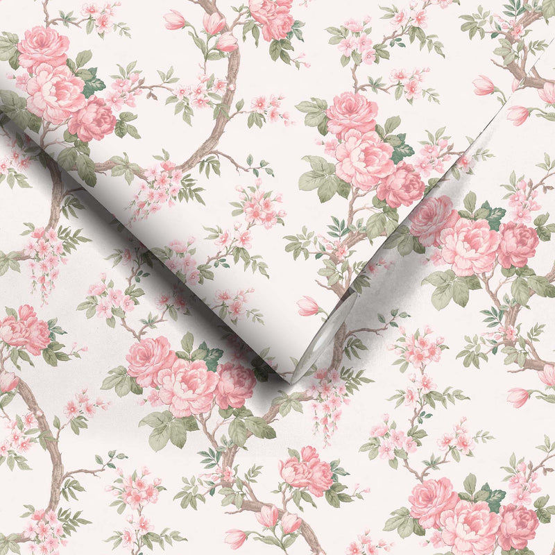 Ditsy Floral Rose Pink Wallpaper