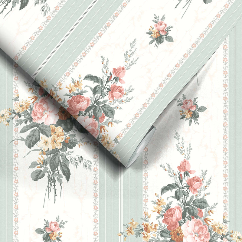 Dynasty Stripe In Mint Wallpaper