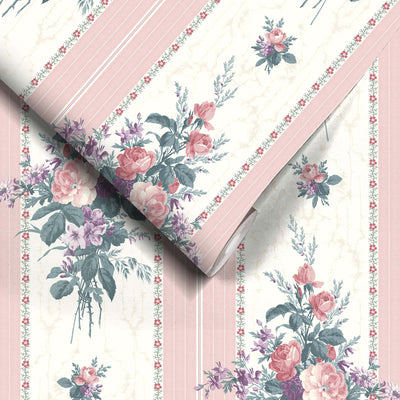 Dynasty Stripe in Pink Wallpaper