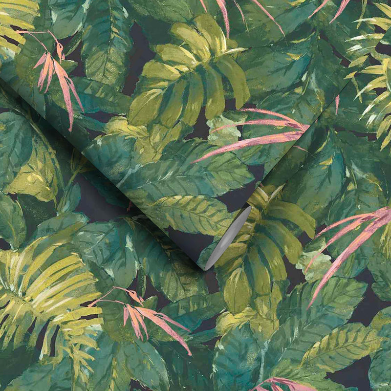 Lush Green/Pink Wallpaper