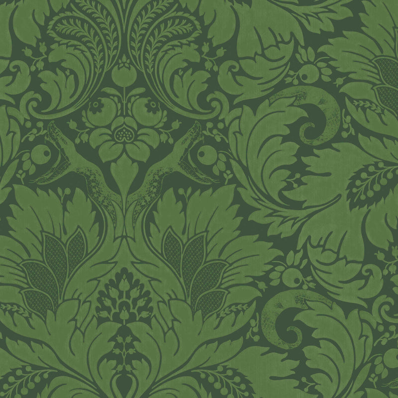 Fearless Eden Green Damask Wallpaper