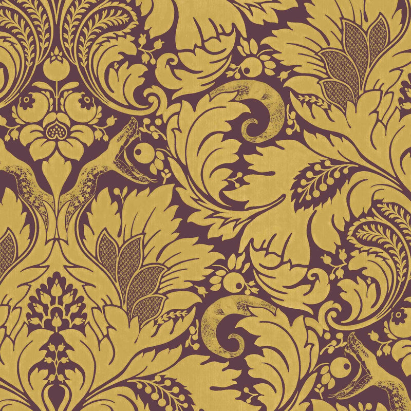 Fearless Damask Ochre Wallpaper