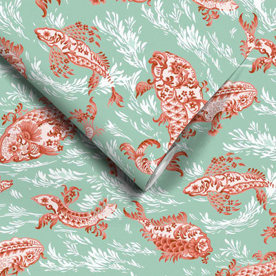 Magical Lagoon Mint/Orange Wallpaper