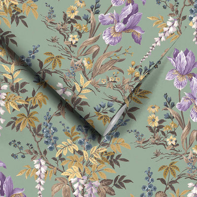 Hestia Wild Garlic Green Wallpaper