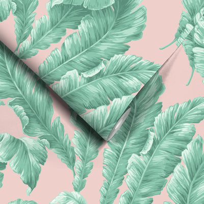 Lets Go Bananas Blush Mint Wallpaper