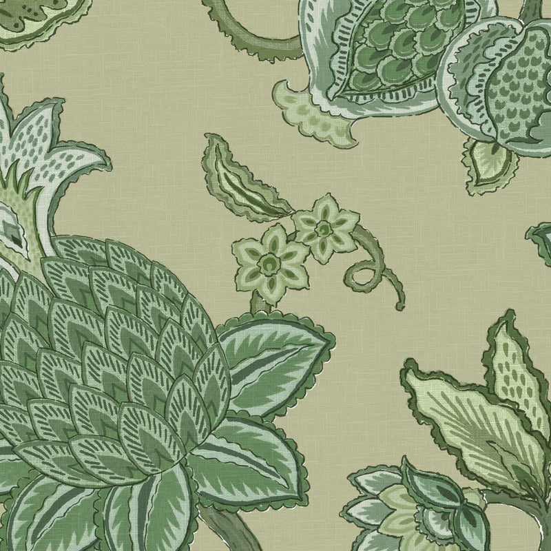 Doris Jacobean Green on Green Wallpaper