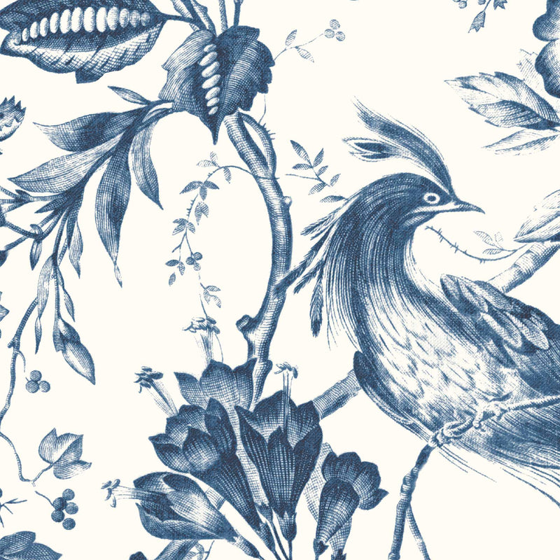 Plumage Porcelain Blue Botanical Bird Wallpaper By Woodchip & Magnolia 