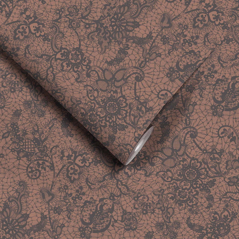 Heirloom Lace Chocolate Wallpaper