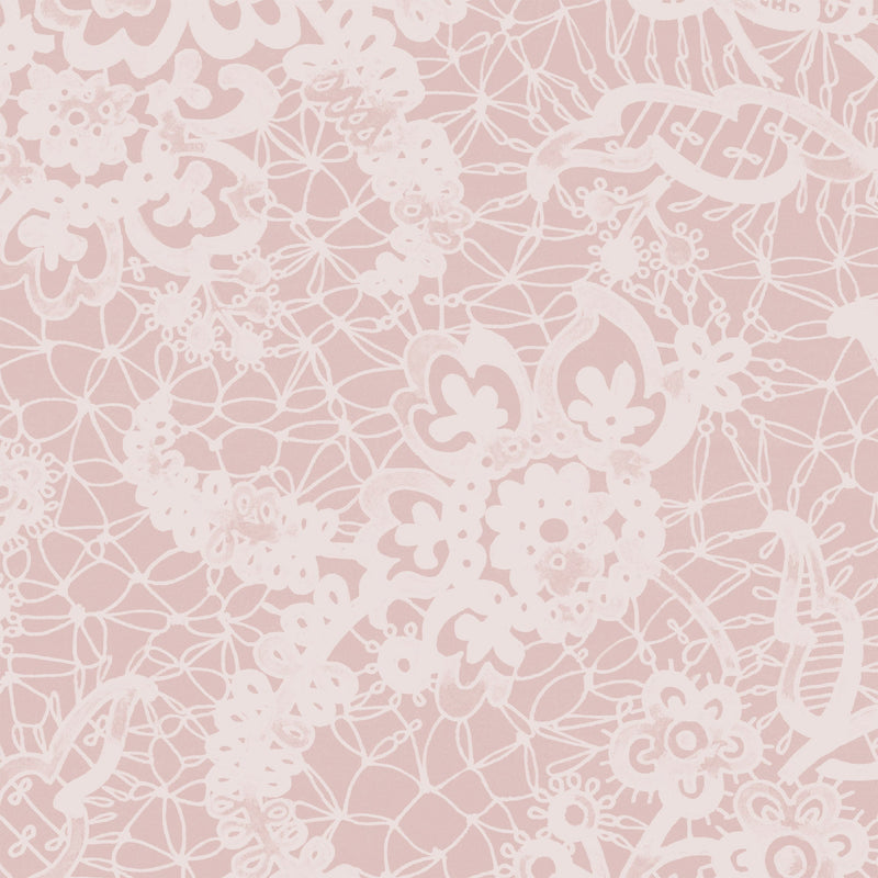 Heirloom Lace Powder Pink Wallpaper