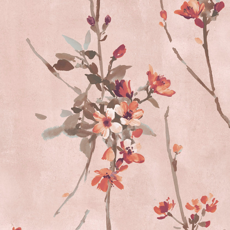 Blossom Burnt Orange and Blush Wallpaper