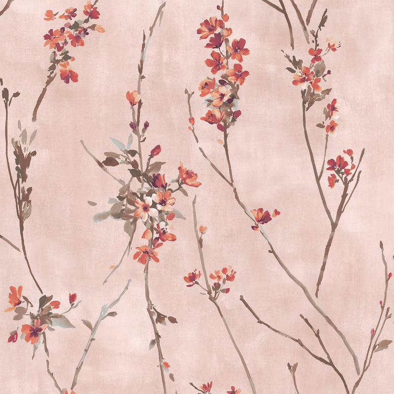 Blossom Burnt Orange and Blush Wallpaper