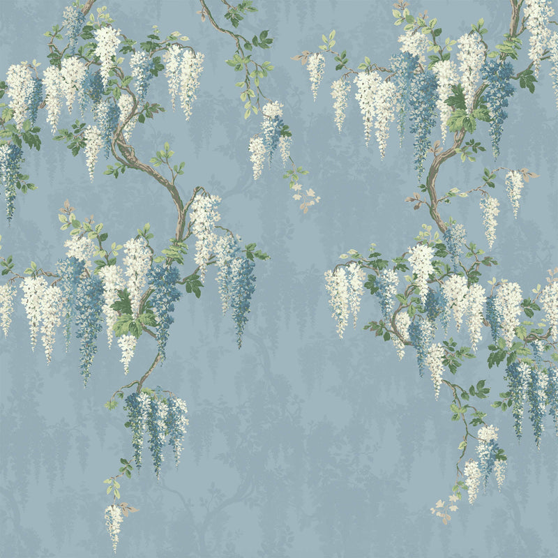 Wisteria Botanical Powder Blue Mural