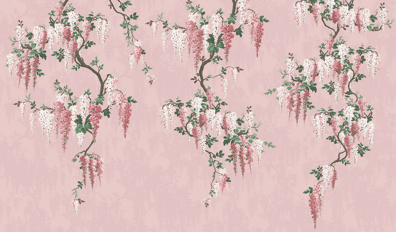 Wisteria Botanical Pink Bloom Border