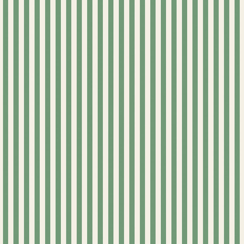 Matchstick Stripe Green/Magnolia Wallpaper