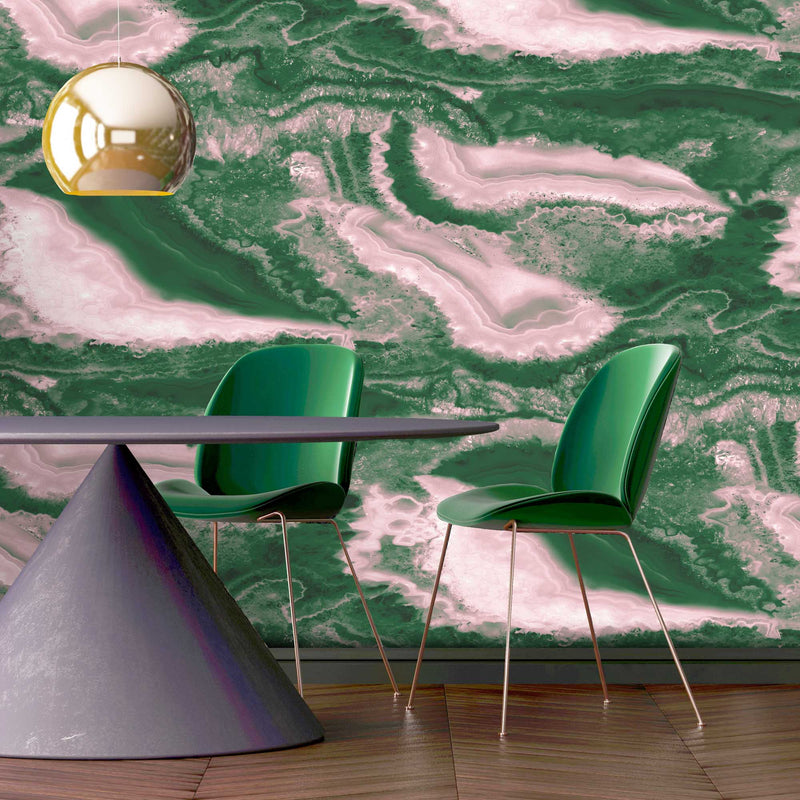 Imagate Gemstone Green Pink Mural