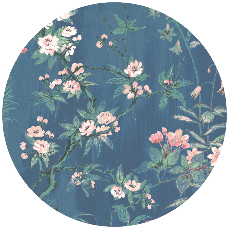 Rivington Marine Blue/Blush Velvet Fabric