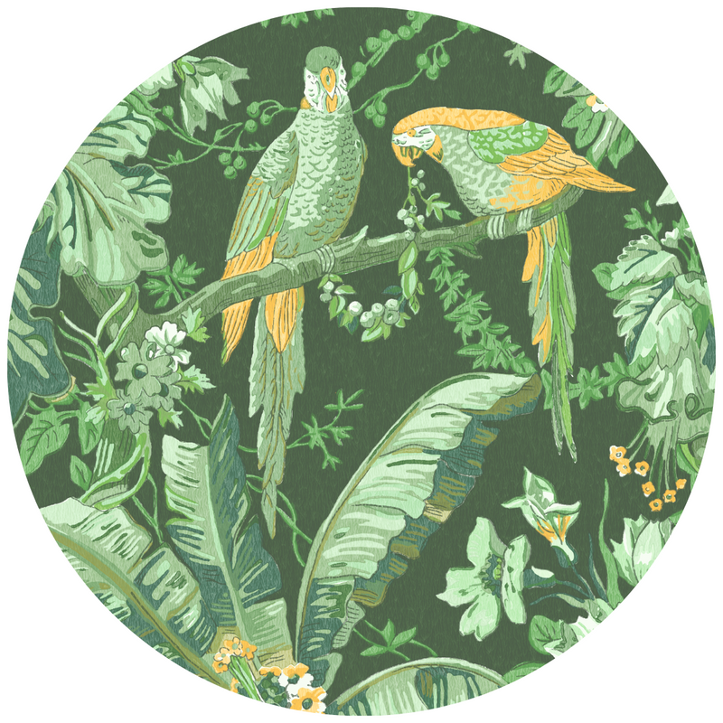 Parrot Talk Lush Green Linen Fabric