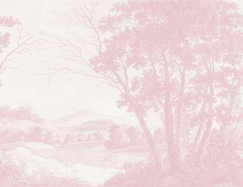 Peaceful Countryside Pink Mural